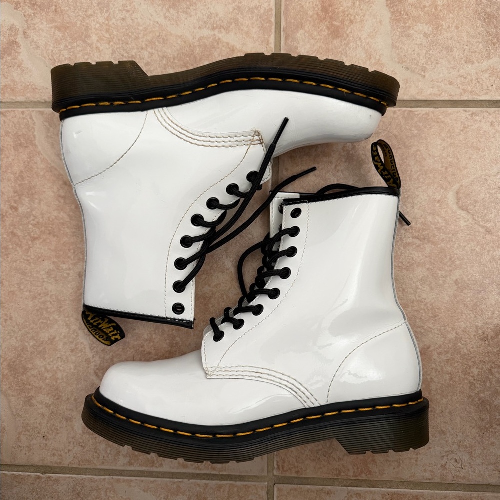 Dr. Martens White Lace-Up Boots